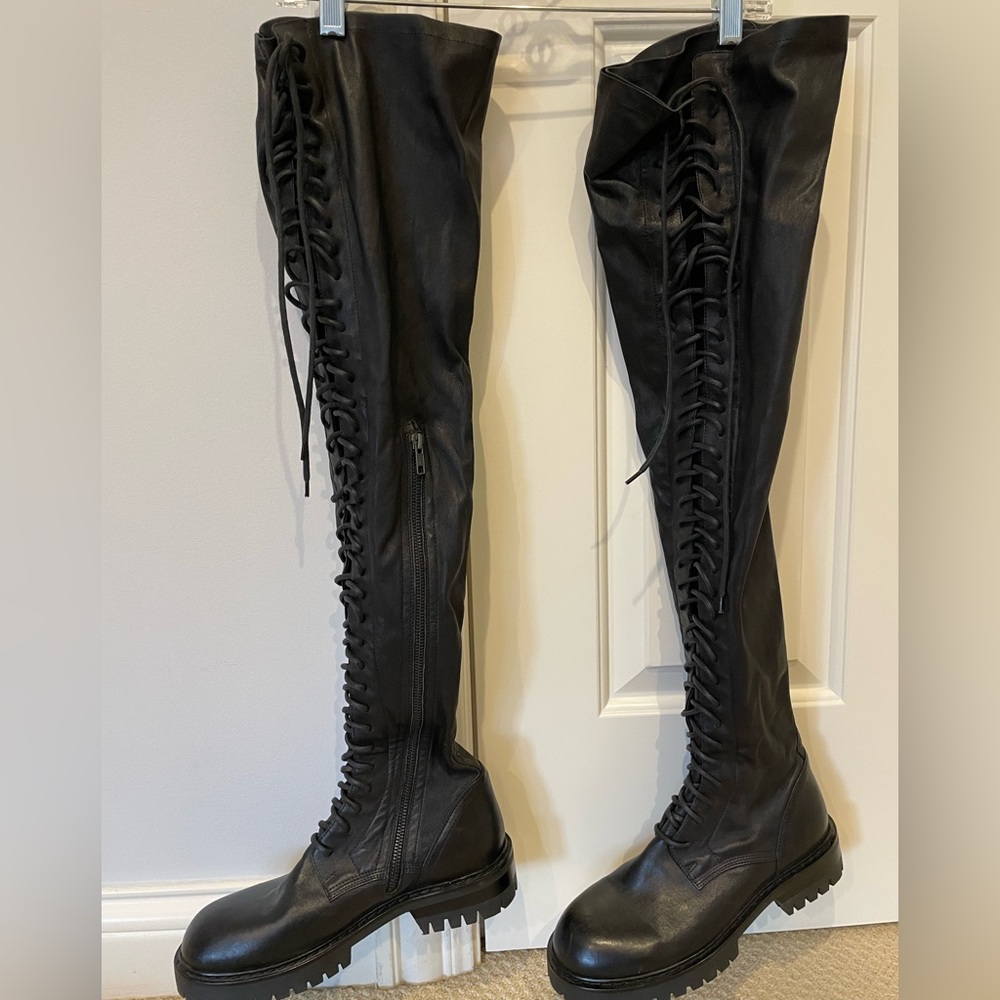 Ann Demeulemeester black lace up boot